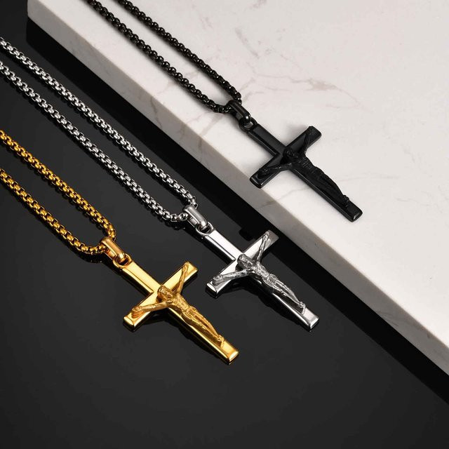 Vnox Halskette mit Kreuz-Anhänger, Edelstahl, Herren - Bild 1
