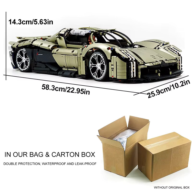 GULY 10626 MOC Technisches Super Sport Hypercar Baustein Set im Maßstab 1:8 in Grau - Bild 3