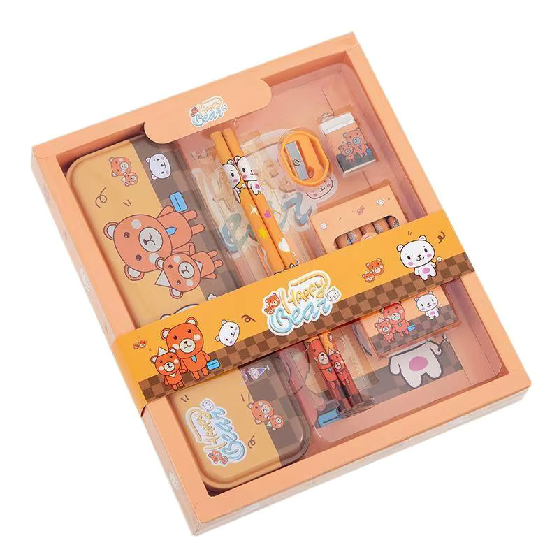 7-teiliges CHENJ Schreibwaren-Set mit Capybara Motiv, Federmäppchen und Zubehör in Multicolour für Kinder und Schüler - Bild 2