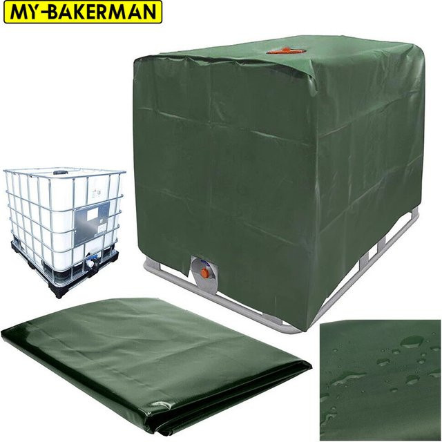 MY·BAKERMAN IBC-Tankabdeckung für 1000 Liter Behälter in Grün mit Aluminiumfolie, wasserdicht und UV-Schutz - Bild 1
