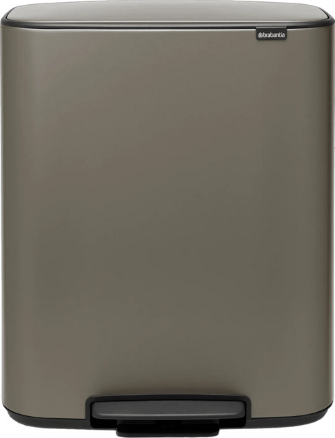 Brabantia Bo Pedal Bin Doppelmülleimer 2 x 30 Liter Platinum Silver/Grey mit herausnehmbarem Inneneimer - Bild 1
