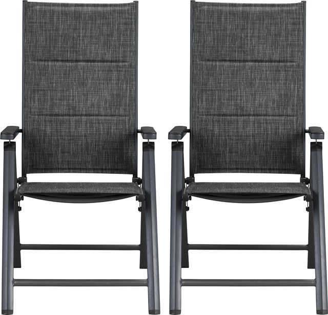 LIVARNO Alu-Klappsessel Toronto, 2er-Set, Grau, pulverbeschichtet mit 10 mm Schaumstoffpolsterung - Bild 1