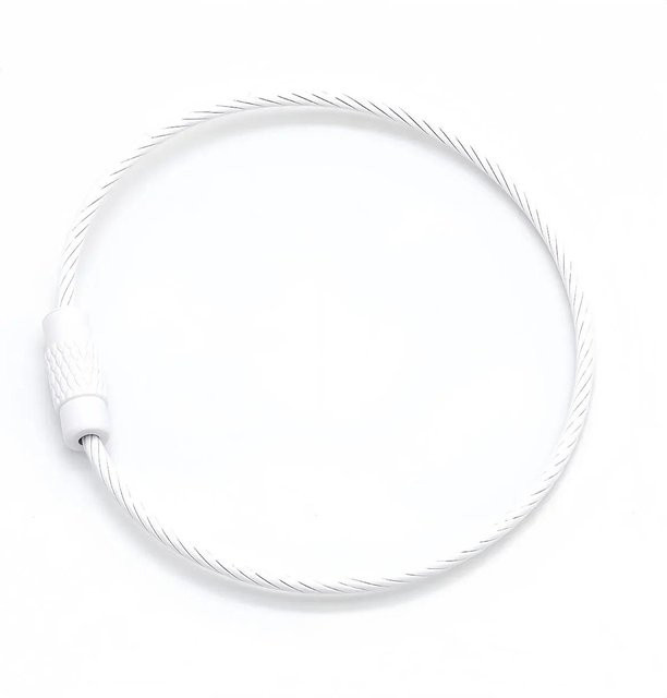 Haven Home Edelstahl Draht Schlüsselanhänger mit Schraubverschluss, Farbe: Weiß, Länge: 15 cm, Durchmesser: 1,5 mm - Bild 1