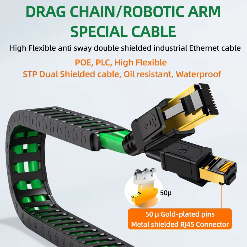 BYXGD CAT6A Industrielles Ethernet-Kabel S/FTP mit RJ45 für 10Gbps, POE und PLC - Bild 5