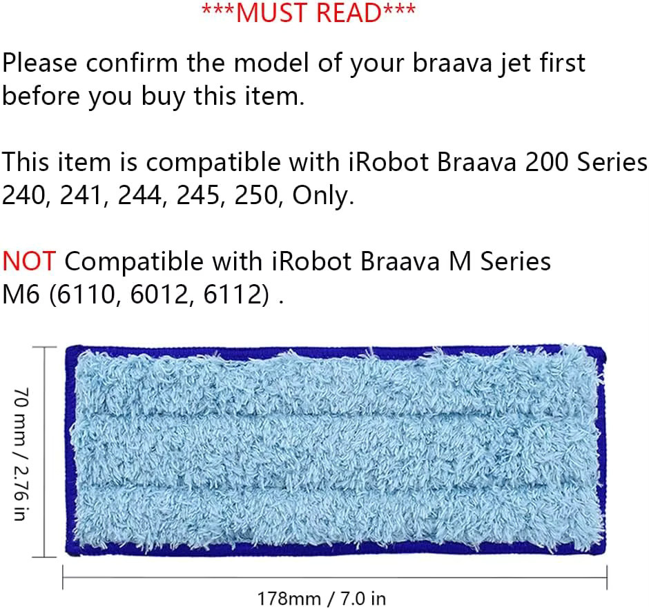 Waschbares Ersatz-Mopptuch White für iRobot Braava jet 240 241 245 250 Roboter Staubsauger Wet Pad Mop - Bild 2