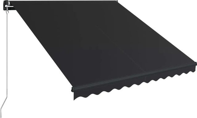 Furnicato Einziehbare Markise Handbetrieben aus Aluminium und Polyester, Farbe: Anthrazit, B: 300 cm, H: 250 cm - Bild 1