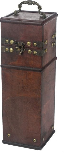 HMF Vintage Deko Geschenkbox aus Holz mit Deckel für eine Flasche Wein - Bild 1