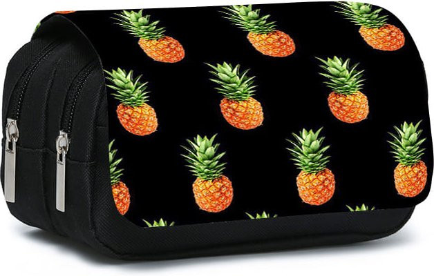 Fancy Style Studio Klapp-Federmäppchen mit Ananas-Print für Kinder, mehrfarbiges 2D-Cartoon-Schulmäppchen aus Polyester - Bild 1