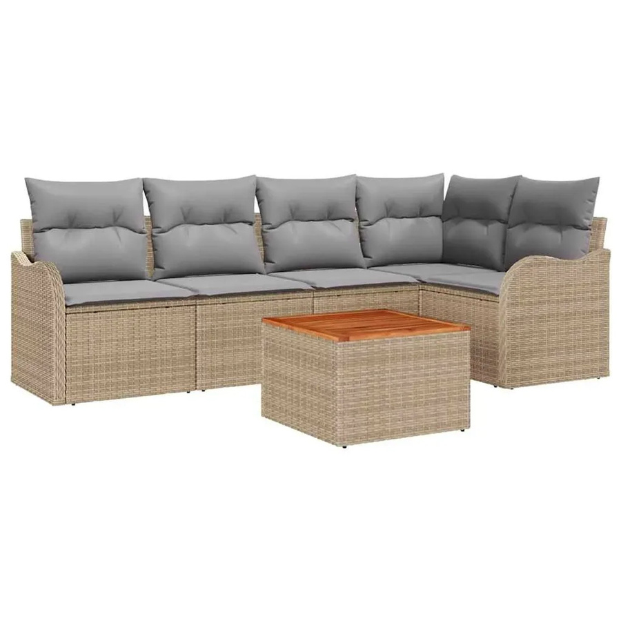 vidaXL Garten-Sofa-Set 6-teilig aus Poly Rattan in Beige mit Polsterung und Stauraumfunktion - Bild 2
