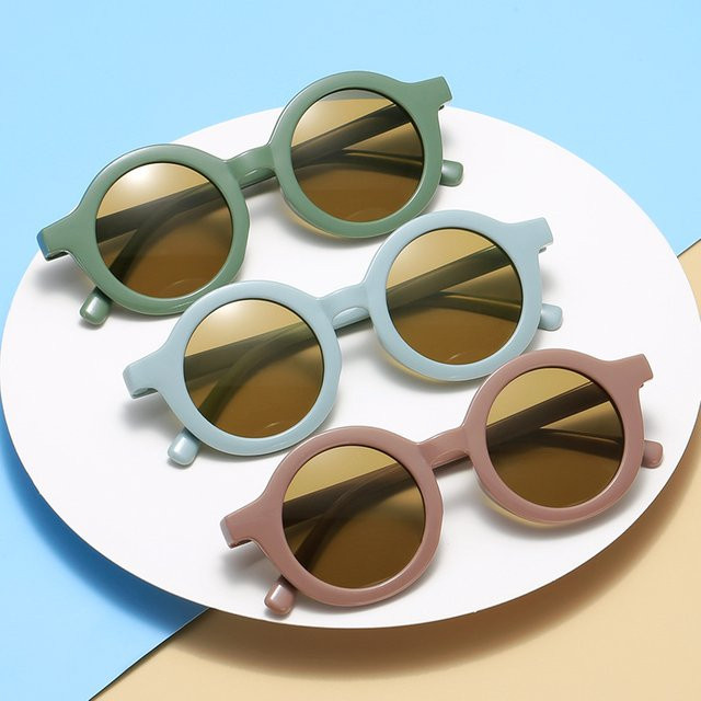 Sonnenbrille für Kinder, runde Vollrand-Fassung, Kunststoff, Bonbonfarben - Bild 1