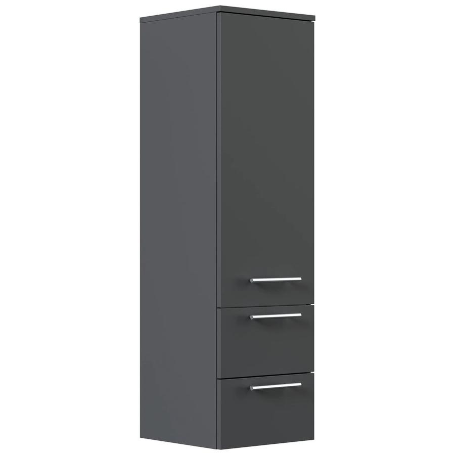Posseik Hochschrank mit Glaseinlagen und Soft-Close-Türen in Grafit, Breite: 120 cm - Bild 2