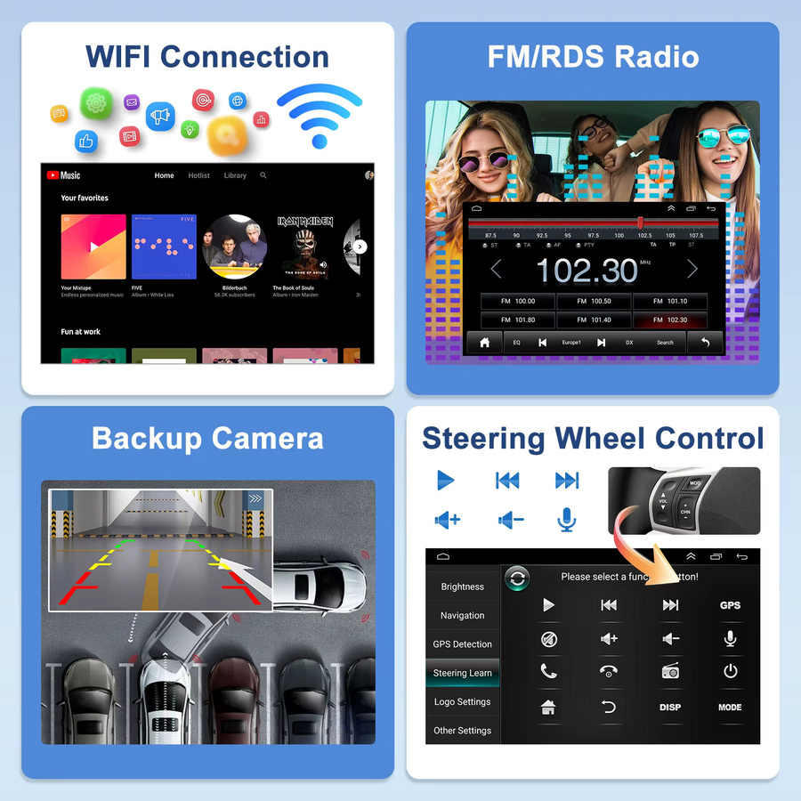 Android 14 Multimedia-Radio mit GPS-Navigation und Rückfahrkamera für Fiat Panda 2003-2011, 7 Zoll Display, 4+64GB, Carplay und Android Auto, Schwarz - Bild 3