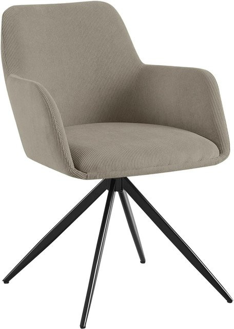 DELUKE Esszimmerstuhl PELON in Taupe mit Armlehnen, B/T/H: 56 x 62 x 81 cm - Bild 1