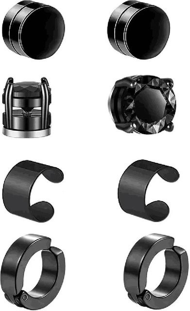 Ohrringe Edelstahl, Zirkonia, Schwarz, Unisex - Bild 1