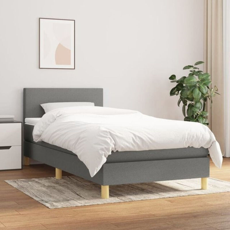 Boxspringbett mit Matratze von vidaxl in Anthrazit aus Stoff, B/T: 200 x 100 cm - Bild 1