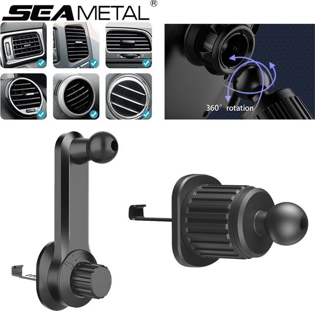 SEAMETAL Universal-Kugelkopf-Auto-Handyhalterung mit Haken für Lüftungsschlitze, Schwarz - Bild 1