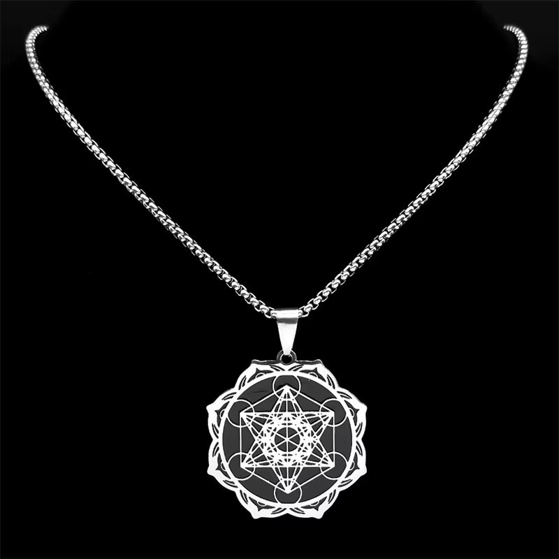 AFAWA Halskette, Edelstahl, Metatron Würfel, Unisex - Bild 3