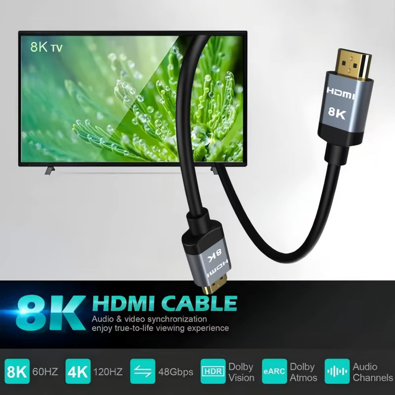 MIZIQIER HDMI 2.1 Kabel Schwarz, 8K@60 Hz und 4K@120 Hz, 48 Gbit/s Hochgeschwindigkeitskabel für PS5, Roku TV und RTX 3080/3090 - Bild 2