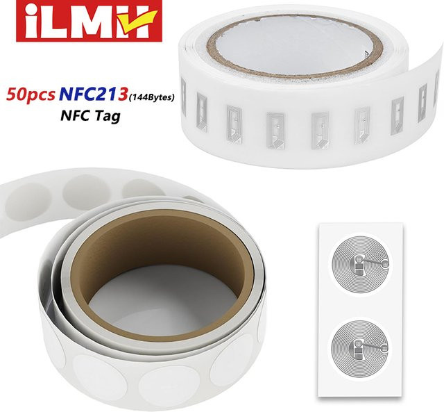 100 Stück NFC Label Tag Aufkleber Ntag213 ISO14443A 13,56 MHz in Weiß für NFC-fähige Telefone - Bild 1