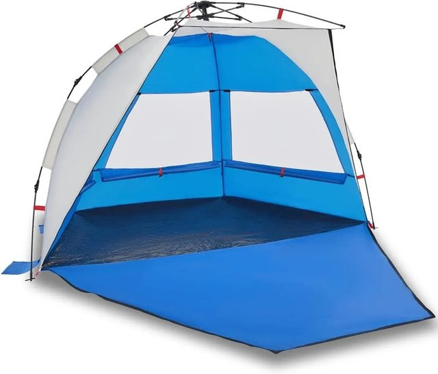 Furnicato Strandzelt Azurblau mit Quick Release System B/T/H: 224 x 138 x 142 cm - Bild 1