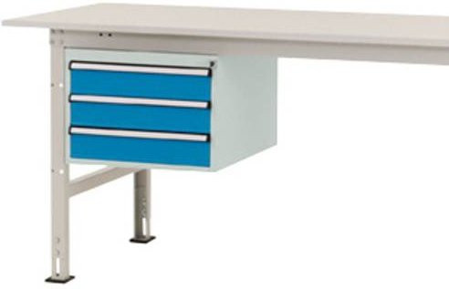 Manuflex PACKPOOL Gehäuse-Unterbau AS0004.5012 in Blau/Mehrfarbig mit 3 Schubfächern, Nutzhöhe: 300 mm, für Tischtiefe: 800 mm - Bild 1