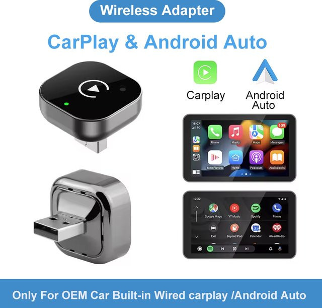 FLIXIVI 2-in-1 CarPlay und Android Auto Adapter Schwarz – Kabelloser Dongle für die Umwandlung von kabelgebunden auf kabellos als Plug-and-Play Auto-Zubehör - Bild 1