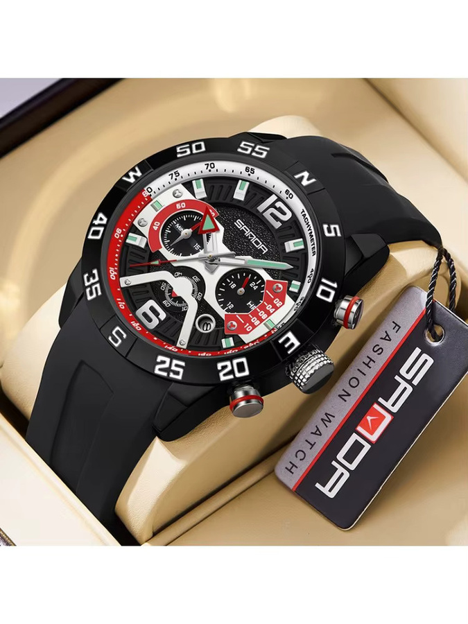 SANDA Chronograph, Quarz, Edelstahl, Schwarz, Herren - Bild 3