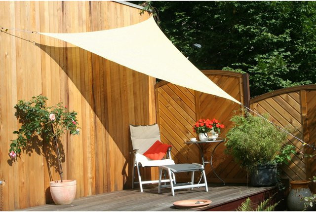 Floracord Dreiecksonnensegel aus HDPE in Weizen/Gelb, Breite: 300 cm - Bild 1