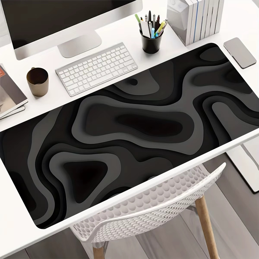 Mairuige Mauspad mit Schwarz-Grauem Wirbel-Design als Schreibtischunterlage für Gaming und Büro - Bild 3