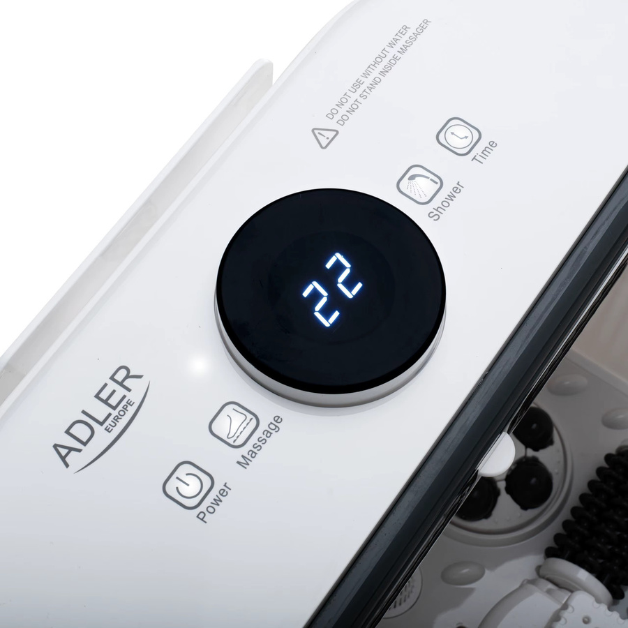 Adler Wasser-Fußmassagegerät in Weiß mit LED-Panel, Warmwasserbereiter und Rollen - Bild 3