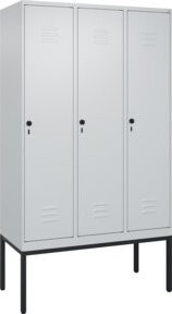 C+P Spind Classic PLUS Garderobenschrank aus Stahl mit 3 Abteilen, Grau/Schwarz, H x B x T: 212 x 120 x 50 cm - Bild 1