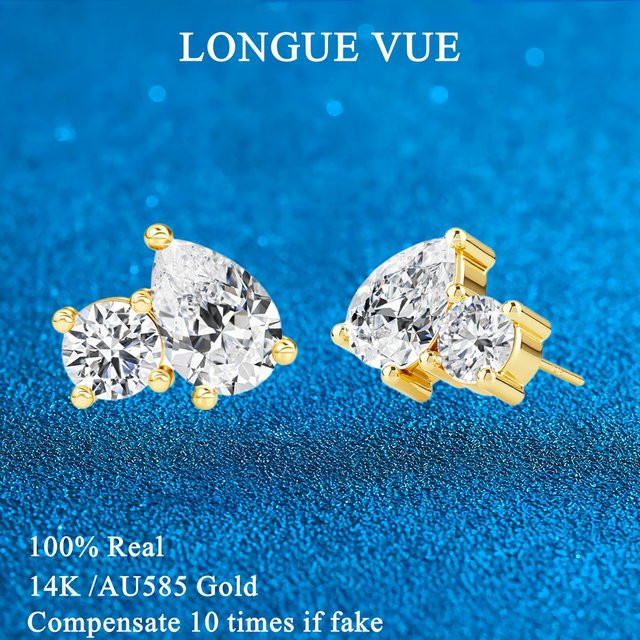 LONGUE VUE Ohrstecker Moissanit, 585 Gold, Damen - Bild 1