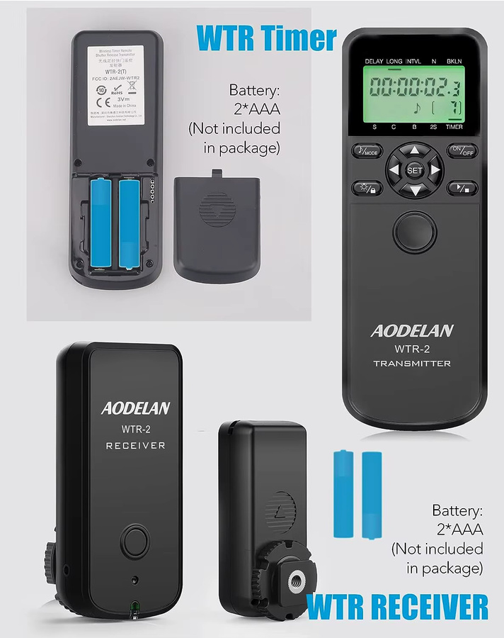 AODELAN Kamera Fernbedienung mit Timer und Wired Release Kabel für Nikon Z7II Z6 Z5 P1100 D3100 D5100 D5600 D600 D7000 D780 D7500 P950 P7700 in Schwarz - Bild 6