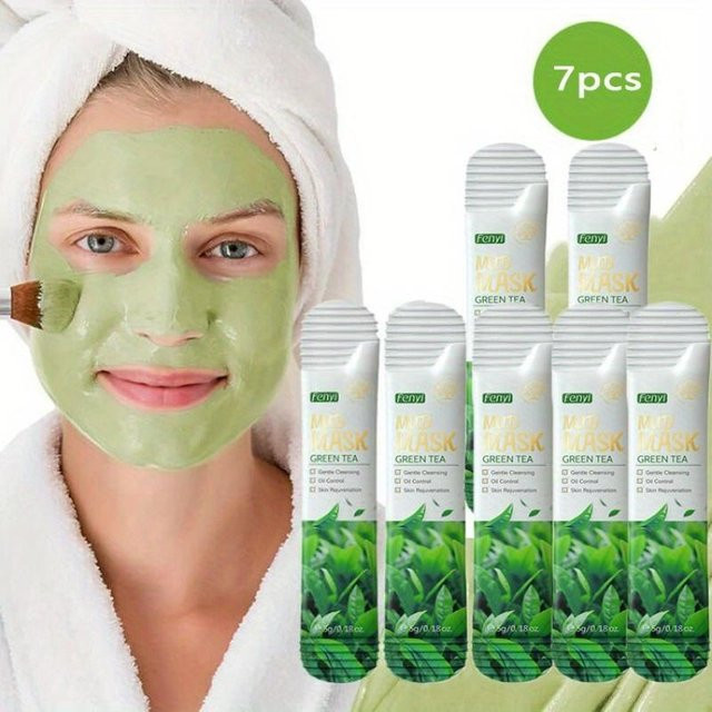 Grüntee-Gesichtsschlamm-Maske mit Hyaluronsäure, 7 x 5 g, Normale Haut - Bild 1