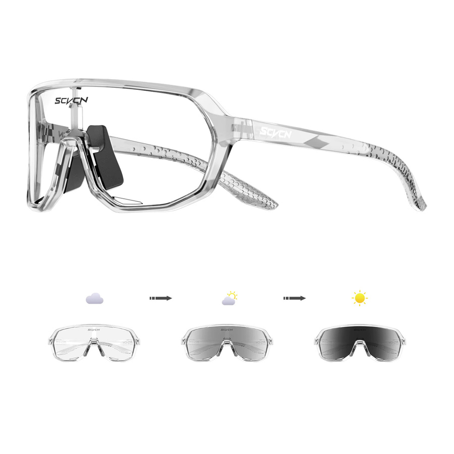 SCVCN Sport-Sonnenbrille, Photochrome, Vollrand, transparent, Unisex - Bild 3