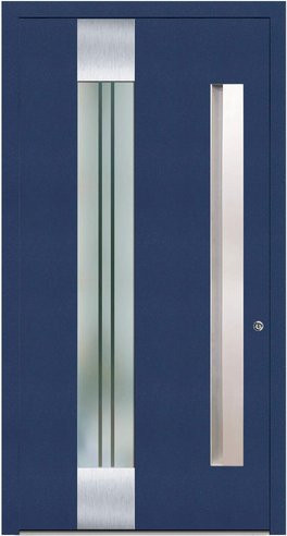 KNOCK Aluminium-Haustür Marte in Stahlblau mit Glaseinsatz und RC2-Schutz - Bild 1