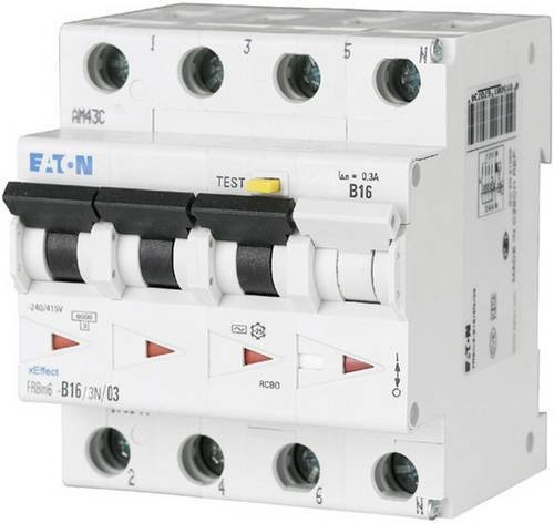 Eaton RCBO FI-Schutzschalter/Leitungsschutzschalter 4polig 16A 0,03A 415 V/AC in Weiß - Bild 1