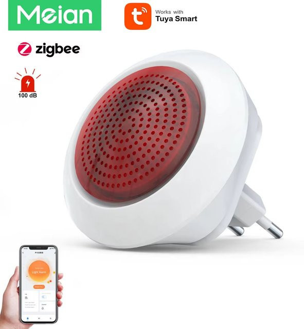 Meian Tuya Drahtlose Sirene mit 100dB Alarm für Smart Life APP und ZigBee 3.0 Gateway, Weiß - Bild 1