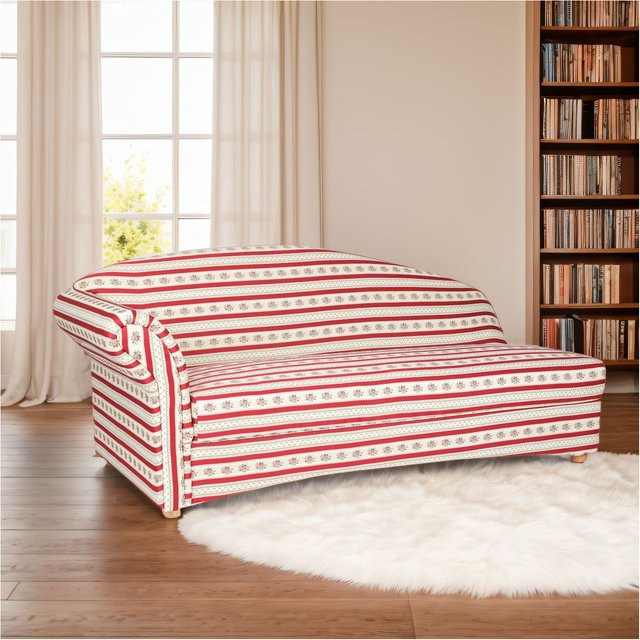 3-Sitzer Sofa Loretta von Prestige Home mit linker Armlehne, Rot gestreift und Blumenmuster, B/T/H: 193 x 83 x 85 cm - Bild 1