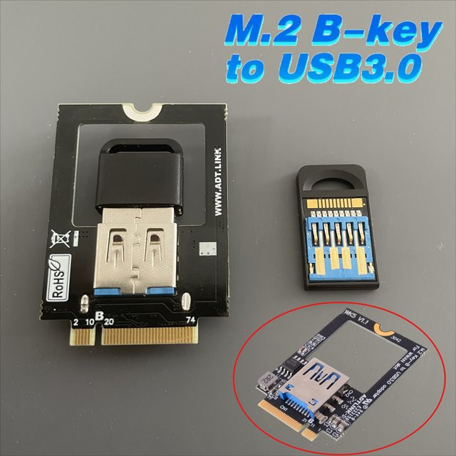 ADT-Link M.2 Key-B zu USB 3.0 Adapter für Bluetooth, WLAN und 4G WWAN Netzwerkkarte, Schwarz - Bild 1