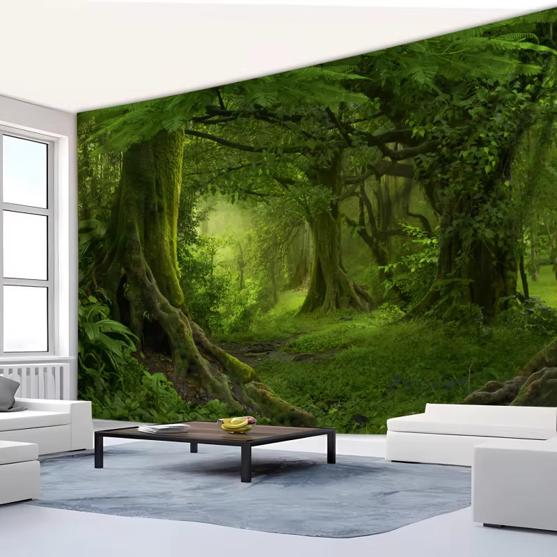 VIKAMA Wandteppich mit Naturmotiv in Grün für dein Wohnzimmer oder Schlafzimmer - Bild 3