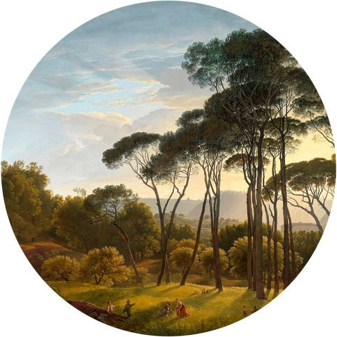 K&L Wall Art Runde Vliestapete Voogd Vintage Landschaft Wald, mehrfarbig, matt - Bild 1