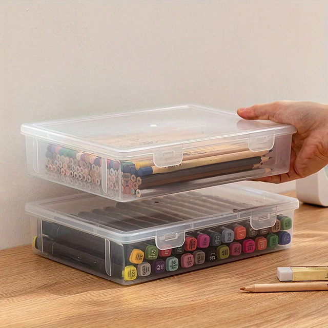 Transparentes Federmäppchen aus Kunststoff als Aufbewahrungsbox für Schreibwaren und Künstlerbedarf - Bild 1
