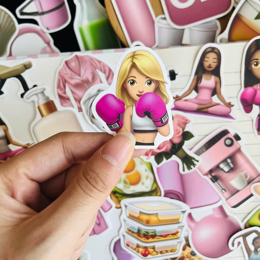 50 Stück GYM Girl Aufkleber aus wasserfestem PVC in Multicolour für Laptop, Wasserbecher und DIY-Dekoration - Bild 3