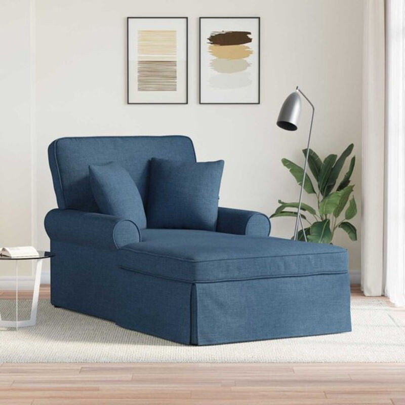 vidaXL Chaise Lounge mit Rock und 3 Kissen in Blau, modern und minimalistisch - Bild 1
