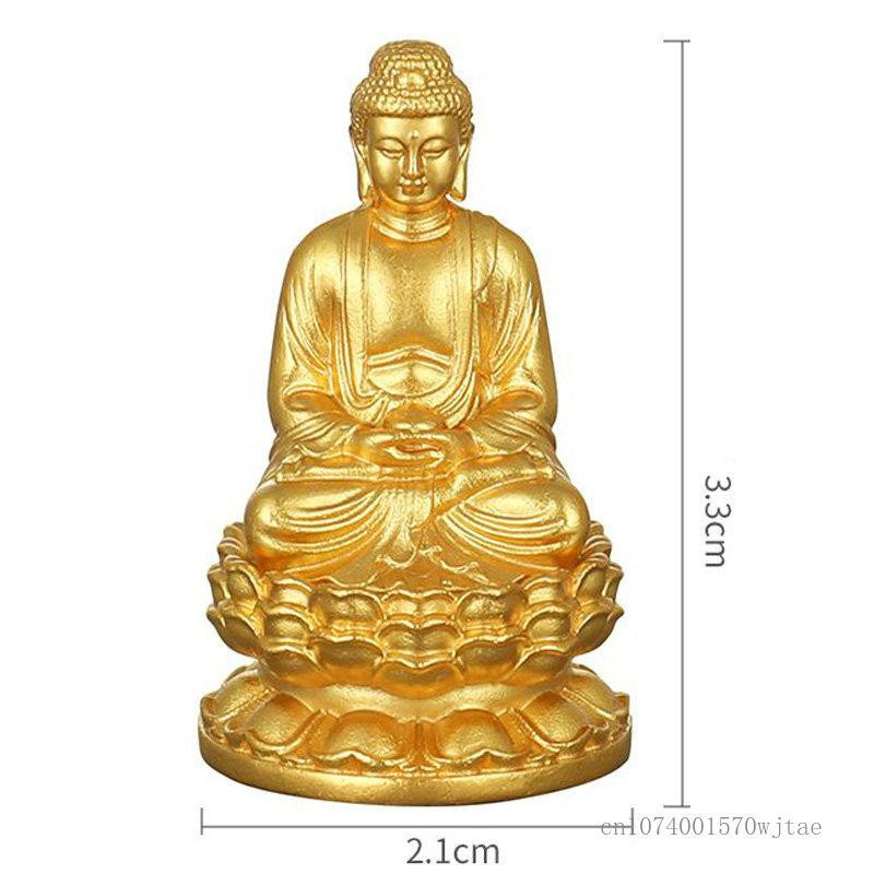 Goldene Buddha-Statue aus Kupfer von Sakyamuni Manjushri Medizin-Buddha, Mini-Figur für die Tischdekoration, Höhe: 2,54 cm - Bild 2