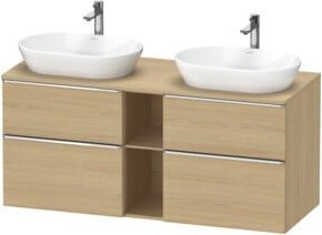 Duravit Waschtischunterschrank D-Neo in Beige Matt mit Schubladen und offenen Regalfächern, Wandmontage, B/T/H: 140 x 55 x 66,4 cm - Bild 1