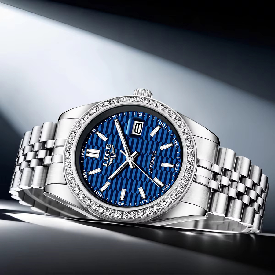 LIGE Armbanduhr Automatik, Edelstahl, Silber, Herren - Bild 2