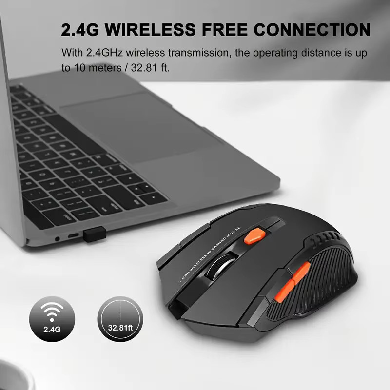 Congdi Kabellose Gaming-Maus mit 2,4 GHz USB-Empfänger, optische Maus mit 6 Tasten und einstellbarer DPI in Blau für PC und Computer - Bild 2