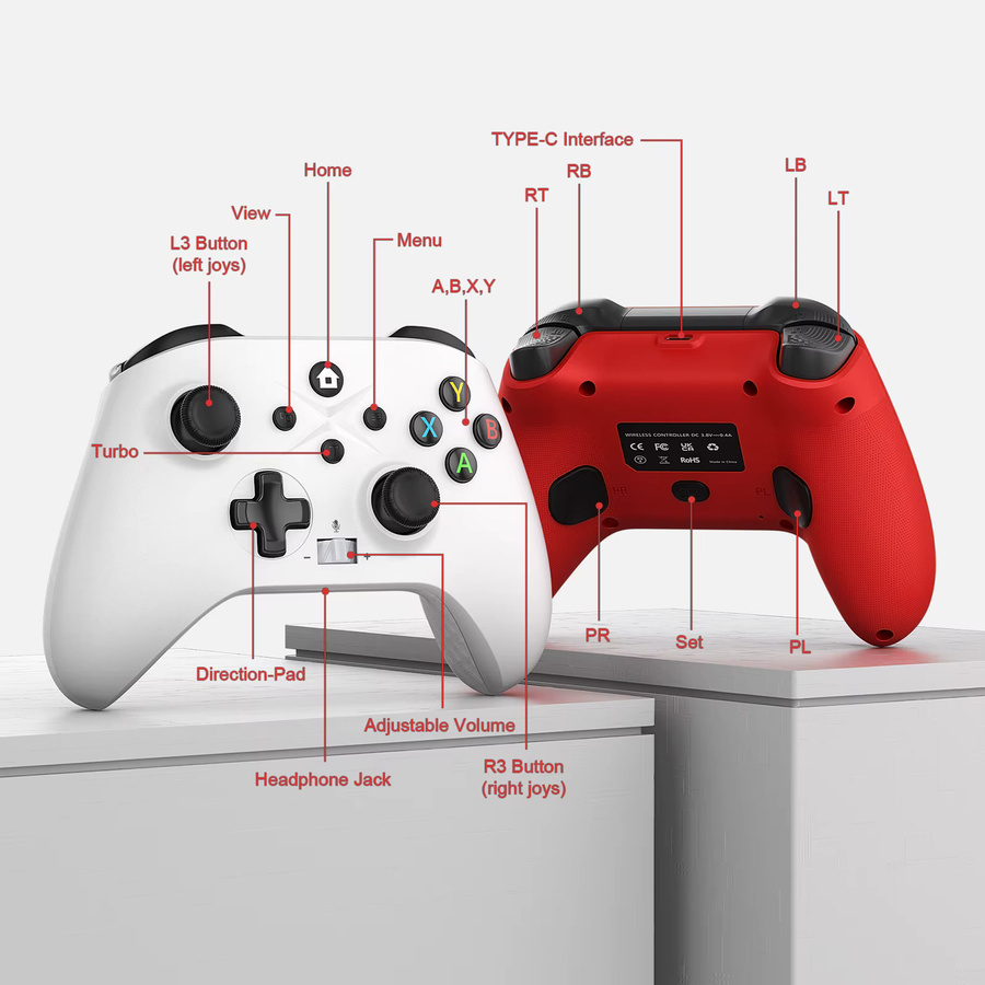 Bonadget Wireless Gamepad für Xbox One und Xbox Series S/X, 2.4G Bluetooth Controller mit Doppel-Vibration, Turbo-Funktion und programmierbaren Tasten - Bild 3
